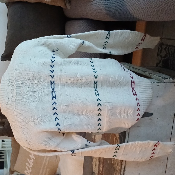 Woolrich mens vintage 100% cotton Crewneck Sweater red green natural Holiday M - Picture 4 of 15